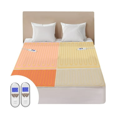 Bwarm Premium Multi-Zone Electric Heated Mattress Pad Queen Size, 60" x 80", Dual Controllers, 9 Heat Settings, 1-12 Hours Auto Off, Individual Body and Feet Settings, Machine Washable