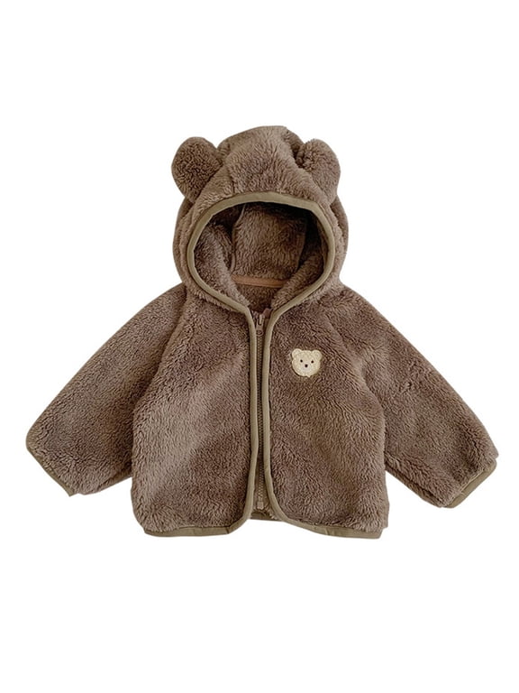Baby Jacket Kids Boy Girl Winter Hooded Jackets Coats Light Weight Padded Outerwear Coffee,0-6 Months
