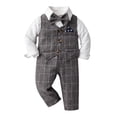 thumbnail image 1 of Bwdbhd Baby Suit Baby Boy Formal Outfit Suit with Bows Tie Waistcoat Gentleman Tuxedo 4PCS Bronze,6-12 Months, 1 of 4