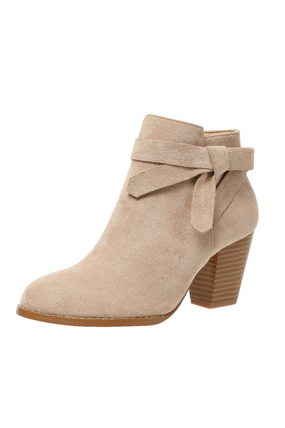 Boots for Women Short Stuff Boot Zipper Toe Fashion Booties Outsole Western Cowgirl Boot Ankle Boots for Women Low Heel Beige,6