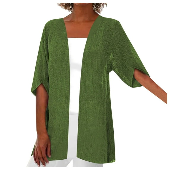Bwdbhd Cardigan Sweaters for Women Lightweight Women's Cardigans Long Sleeve Open Front Cropped Cardigan Knit Shrugs for 2024 Summer Green,2XL
