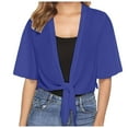 thumbnail image 1 of Bwdbhd Cardigans for Women Summer Womens Cardigans Summer 2024 Cropped Lightweight Short Sleeve Bolero Shrugs Sweater Blue,2XL, 1 of 5