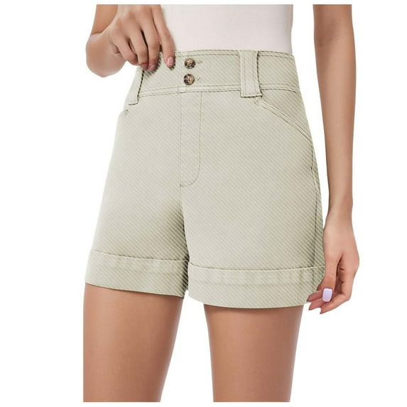 Bwdbhd Denim Shorts Jeans Shorts Women Knee-Length Shorts Denim Stretch Plus Sizes Fashion Casual Loose Denim Shorts Summer High Waist Pant Jean With Pocket Beige,2XL