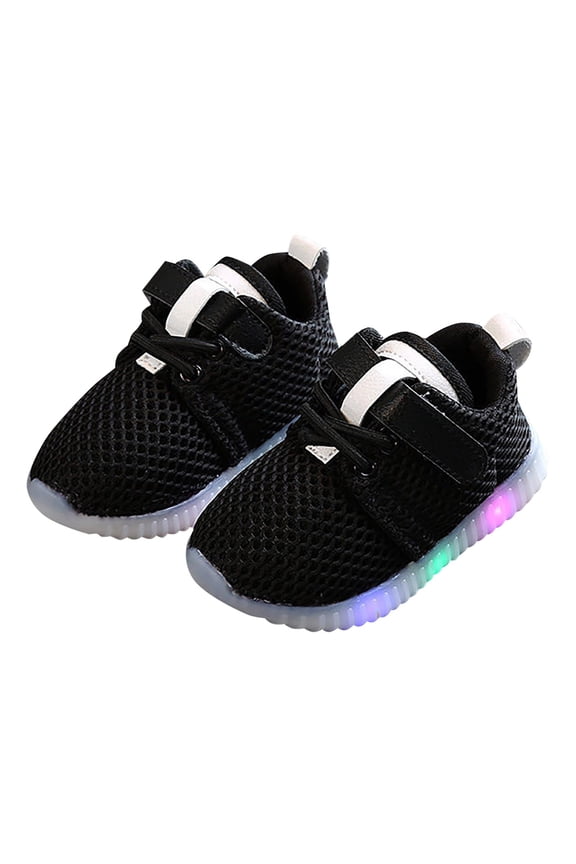 First Walker Shoes Girl Sneakers for Girls Toddler Shoes Children Sports Shoes with Lights Breathable Lightweight Casual Lighting Kids Up Night Shoes Black,7.5