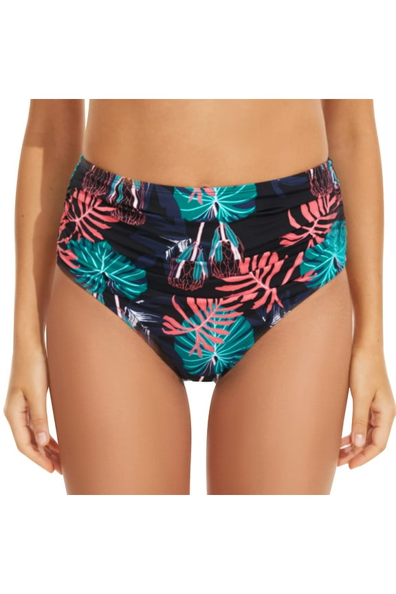 High Waisted Swim Bottoms Women High Waisted Bikini Bottoms Tummy Control Swimsuit Bottoms Ruched Full Coverage Swim Bottom High Rise Green,L