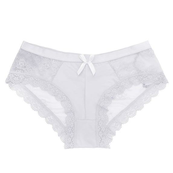 Bwdbhd High Waisted Underwear for Women Lace Thongs T Back Low Waist Panties Lace Thongs for Women White,L