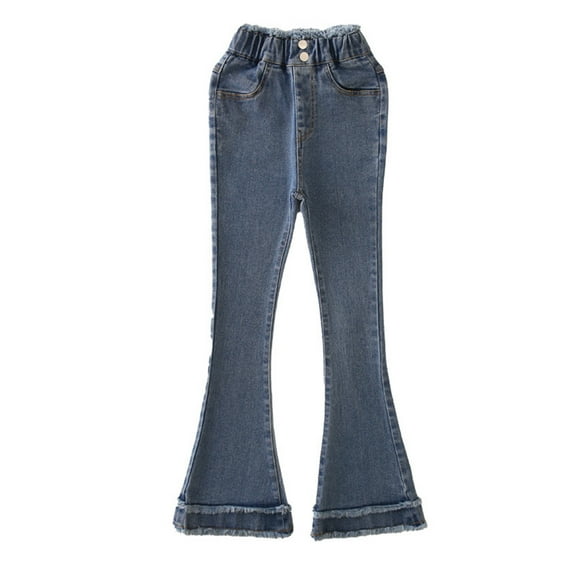 Bwdbhd Jean Pants for Girls Baby Boy Girl Denim Long Pants High Waist Jeans Trousers Active Lounging Bottoms Blue,5-6 Years