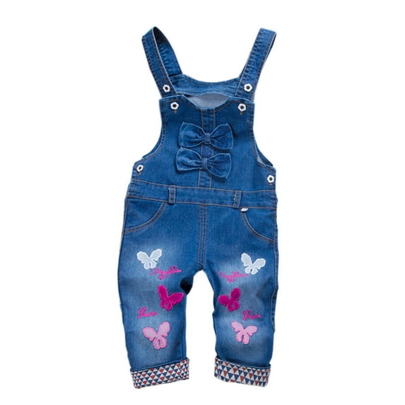 Bwdbhd Jean Pants for Girls Children Toddler Kids Baby Girls Flare Pants Denim Cute Clothes Jeans Pants Dark Blue,3-4 Years
