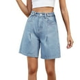thumbnail image 1 of Bwdbhd Jean Shorts Women's Jean Shorts Button Stretchy High Waisted Summer Denim Shorts Pants with Pockets Light Blue,L, 1 of 5