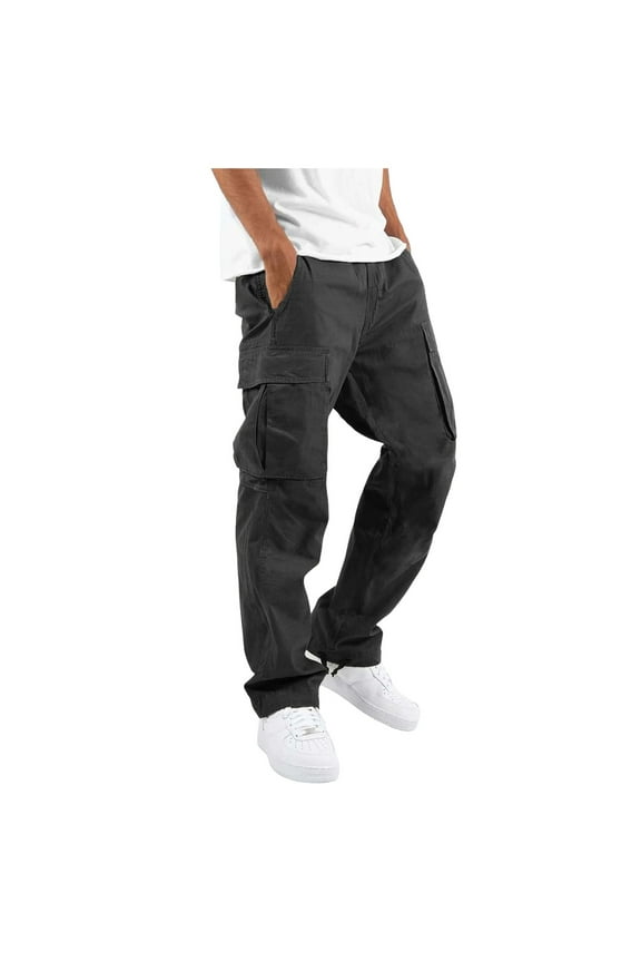 Men Jeans Pants Mid Waist Graphic Street Cargo Pants Men's Regular Fit Comfort Waist Jean Black,M