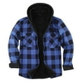 thumbnail image 1 of Bwdbhd Mens Jackets Lightweight Men's Full Zip Hooded Flannel Jacket Button Cotton Plaid Jacket Outdoor Coat for Men Blue,3XL, 1 of 5
