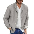thumbnail image 1 of Bwdbhd Mens Winter Jacket Men's Slim Fitting Linen Jacket Cotton Lightweight Button Blazer Casual Sport Button-Down Coat Lightweight Work Shacket Gray,M, 1 of 4