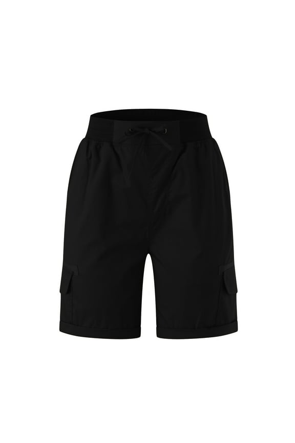 Shorts for Women Denim Women Casual Shorts Drawstring Comfy Waist Shorts Summer Pull On Short with Pockets Black,XL