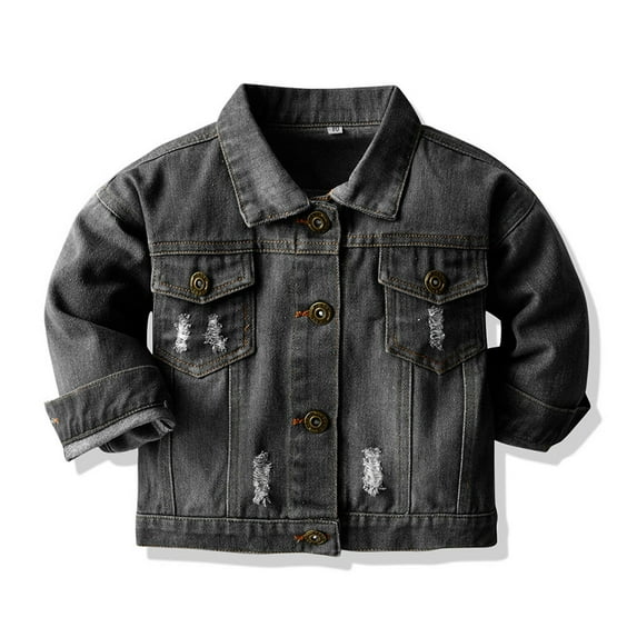 Bwdbhd Toddler Clothing Pocket Top Coat Button Denim Down Baby Kids Jacket Jeans Toddler Boys Girls Coat&Jacket Black,100