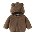 thumbnail image 1 of Bwdbhd Toddler Jacket Baby Girl Boy Fleece Zip Up Hoodie Fuzzy Jacket Hooded Coat Winter Warm Outwear Cardigan Brown,18-24 Months, 1 of 3