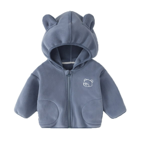 Bwdbhd Toddler Jacket Baby Girl Boy Zip Up Hoodie Fuzzy Jacket Hooded Coat Winter Warm Outwear Cardigan Blue,4-5 Years