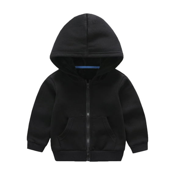 Bwdbhd Toddler Jackets Boys Toddler Baby Boy Girl Hooded Coat Outwear Long Sleeve Casual Hoodie Jacket with Pockets Black,6-7 Years