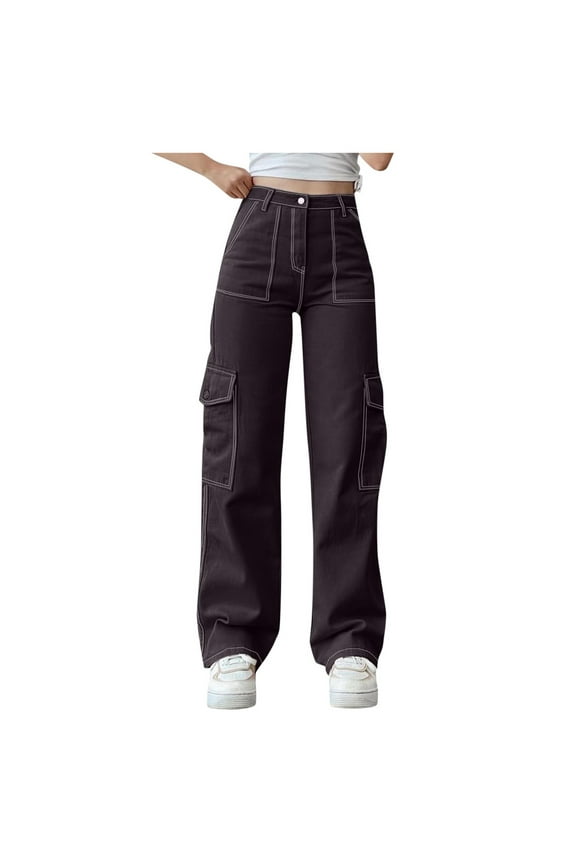 Wide Leg Jeans Wide Leg Jeans for Women Trendy High Waisted Jeans Denim Pants Stretchy Baggy with Patch Pockets Black,2XL