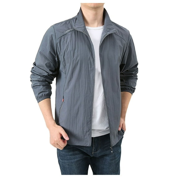 Bwdbhd Windbreaker Men Lightweight Jackets Vintage Windbreaker Casual Full Zip Raincoat for Hiking GY1,4XL