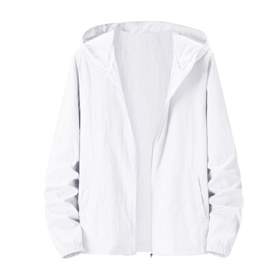 Bwdbhd Windbreaker Men Solid Hooded Waterproof Breathable Flight Suit Jacket Coat Top Jackets for Men White,3XL