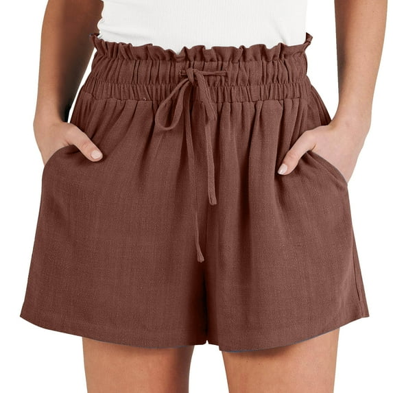 Bwdbhd Women 2024 Trendy Shorts Casual Summer Beach Shorts with Pockets Comfy Lounge Shorts Brown,M