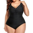 thumbnail image 1 of Bwdbhd Women's Summer Swimsuit Women's Plus Size One Piece Swimdress Tummy Control Swimsuit Bathing Suit Black,3XL, 1 of 5