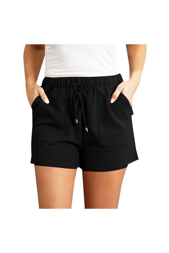 Womens Casual Shorts High Waisted 2024 Fashion Beach Shorts Cute Comfy Summer Shorts with Pockets Black,2XL