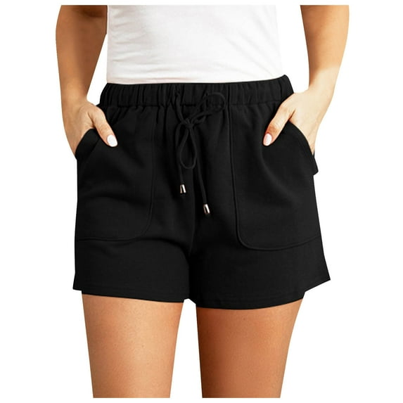 Bwdbhd Womens Casual Shorts High Waisted 2024 Fashion Beach Shorts Cute Comfy Summer Shorts with Pockets Black,M