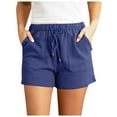 thumbnail image 1 of Bwdbhd Womens Casual Shorts High Waisted 2024 Fashion Beach Shorts Cute Comfy Summer Shorts with Pockets Blue,XL, 1 of 4