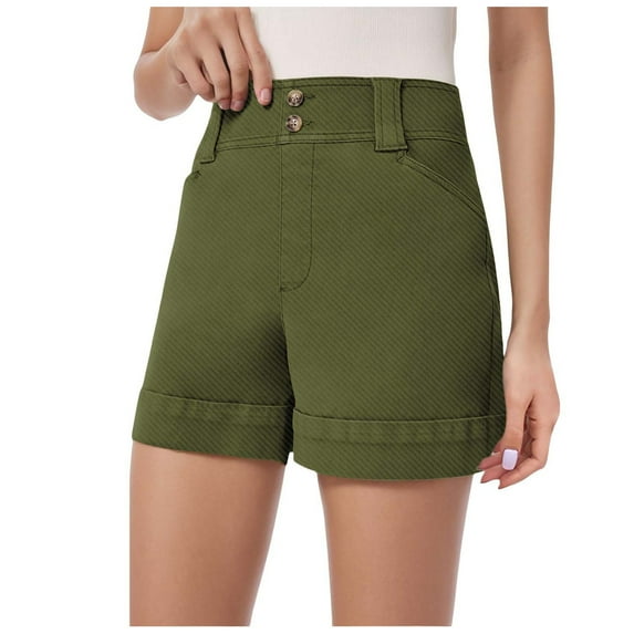 Bwdbhd Womens Shorts Flowy Shorts for Women Trendy Comfy Beach High Waist Shorts for Casual Summer Dressy Green,2XL