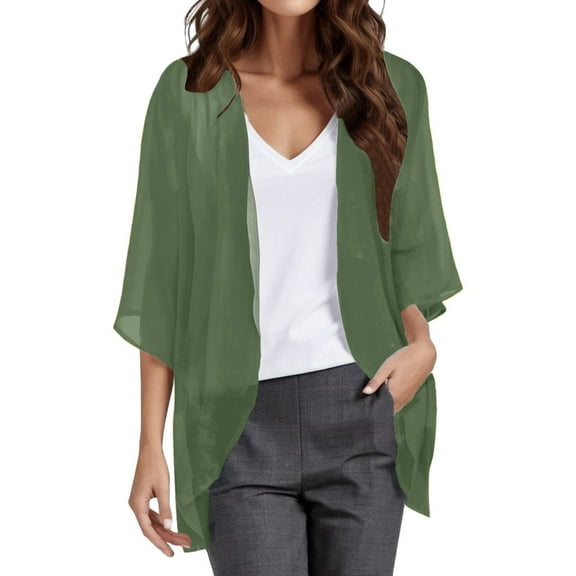 Bwdbhd Womens Shrugs for Summer Dress Womens Shrug Open Front Long Sleeve Summer Cropped Bolero Cardigan Green,XL