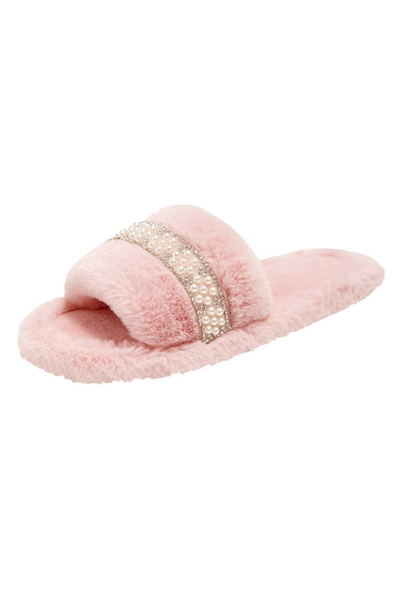 Womens Slippers Women's Fuzzy Memory Foam Slippers Fluffy Winter House Shoes Indoor and Outdoor Pink,8