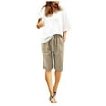 thumbnail image 1 of Bwdbhd Workout Shorts Women Bermuda Shorts for Women Cotton Linen Casual Beach Shorts Drawstring Comfy Drawstring Shorts High Waist Bermuda Short with Pockets 2024 Summer Khaki,7XL, 1 of 5