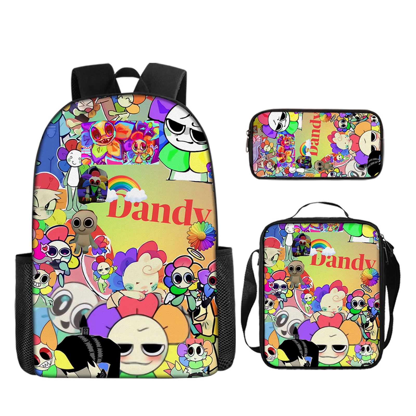 BwiLow 3 Pcs Dandy's World Backpack 16.5" Fashion Bag for Teens Adults