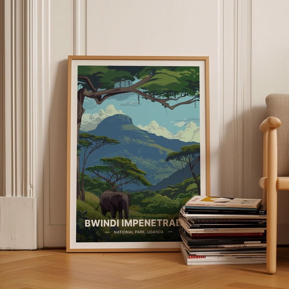 Bwindi Impenetrable Forest Uganda Wildlife Art, Unframed Paper Poster 16x20in