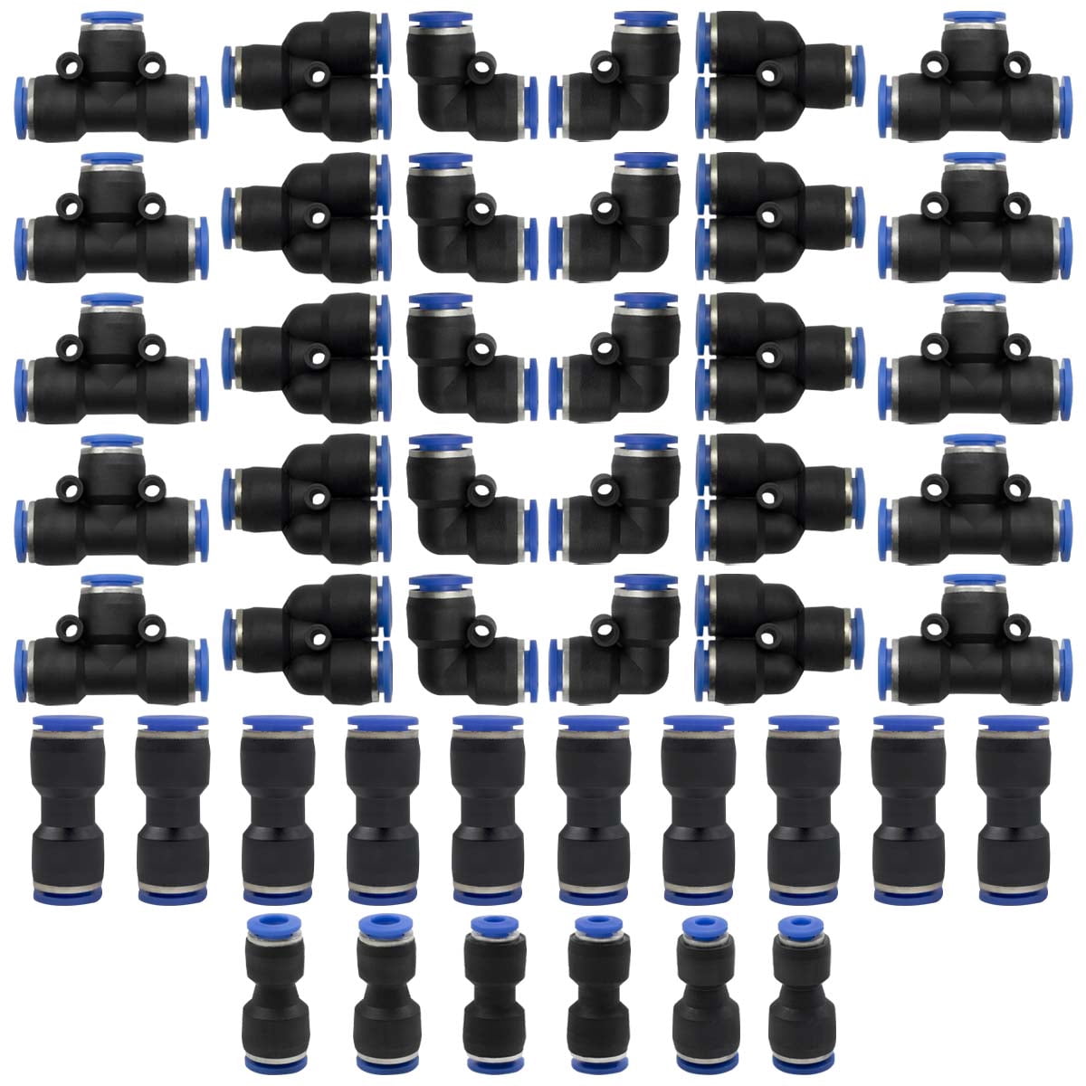 Bwintech 46 Pcs 6mm Pneumatic Quick Push in Connect Air Tube Fitting