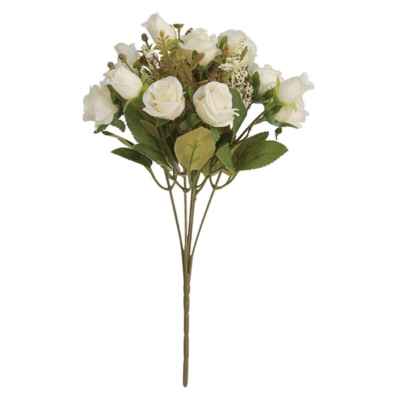 Bwiyojiz Apartment Decor Artificial Plants & Flowers cloth Beautiful Silk Fake Wedding Valentines Bouquet Bridal, Gifts for Yourself, White