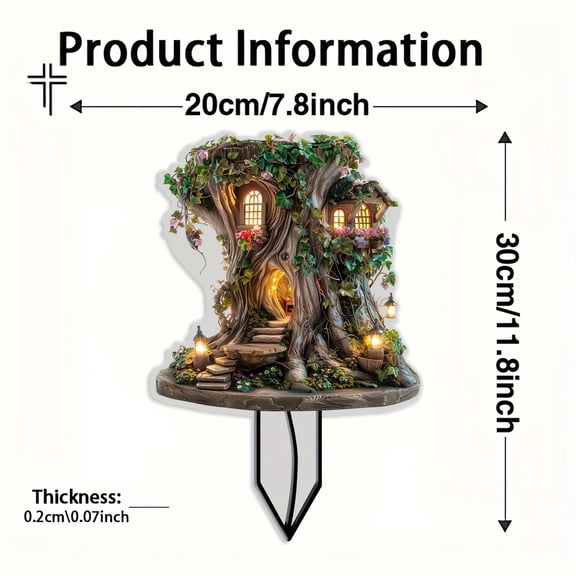 Bwiyojiz Christmas Decoration Supplies Acrylic Ancient Tree Log Cabin Hanging Sign Garden Indoor and Outdoor Wearable Ground Plug Ornament Props, Gifts for Yourelf, Multicolor