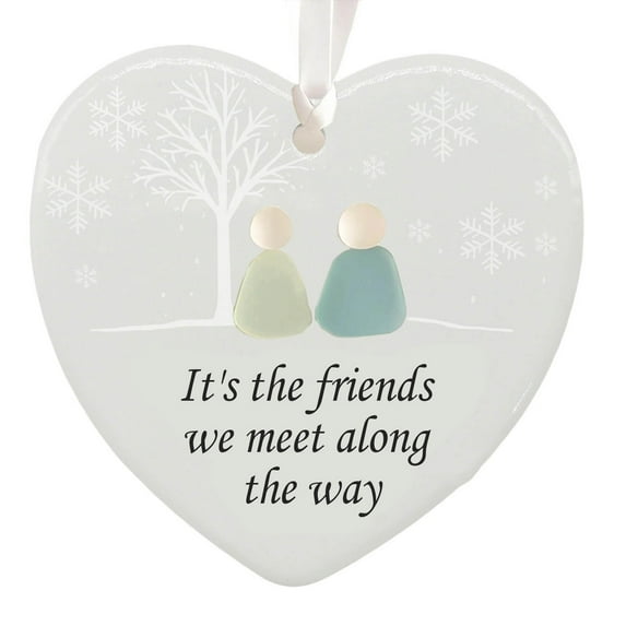 Bwiyojiz Christmas Decorations Hanging Ornaments Heart-Shaped Sea Glass Friendship Decor Heart Keepsake Ornament for Tree, Gifts for Yourelf