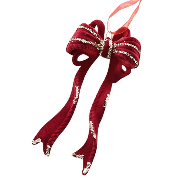 Bwiyojiz Christmas Decorations Home Decoration Burgundy Bow Flocking Hanging Tree, Gifts for Her, Red