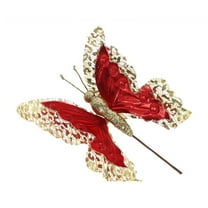 Bwiyojiz Christmas Decorations Home Decoration Cloth Double Layer Three Dimensional Hollow Butterfliesdecoration Handmading DIY Accessories Tree Wreath, Gifts for Family, Red