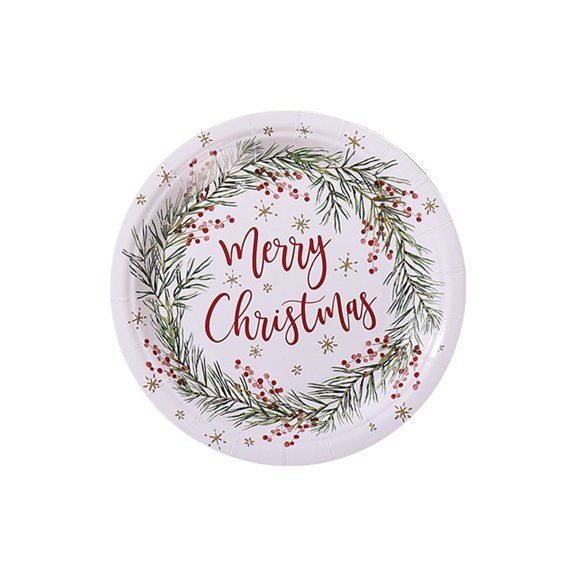 Bwiyojiz Christmas Decorations Home Decoration Count 10pcs Paper Disposable Painted Plates for Parties Water Proof Oil Draining Thickened Sturdy Based Pulp, Gifts for Family, White