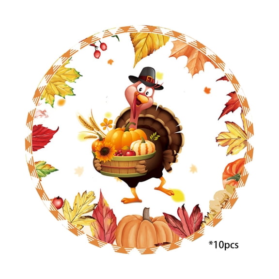Bwiyojiz Christmas Decorations Home Decoration Count 10pcs Paper Thanksgiving Plates Festive Fall Pumpkin and Leaves Pattern Disposable Tableware for Harvests Party, Gifts for Sisters, Multicolor