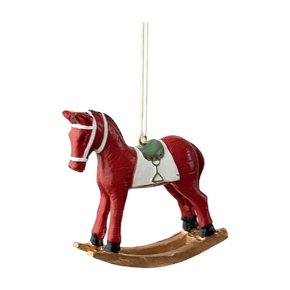 Bwiyojiz Christmas Decorations Home Decoration Dimensional Rocking Horse Small Pendant Tree Vintage, Gifts for Her, Red