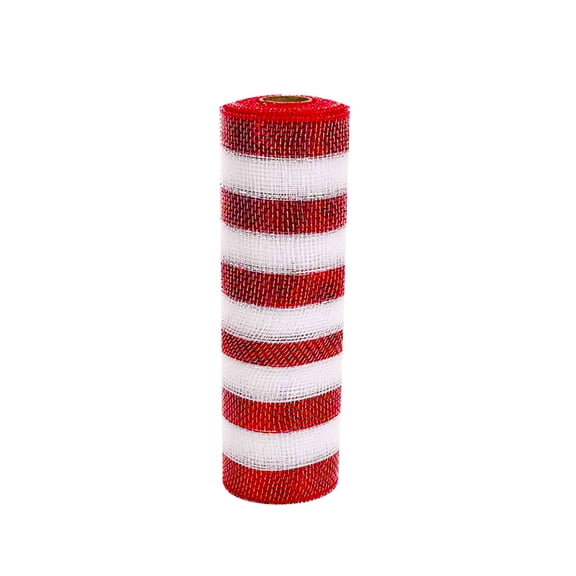 Bwiyojiz Christmas Decorations Home Decoration M Hots Candy Color Red and White Striped Mesh Rolls Diy Tree Decorative Ribbon, Gifts for Sisters, Red