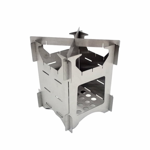 Bwiyojiz Cookware Sets Mini Light Outdoor Stainless Steel Folding Firewood Stove Portable Field Hiking Splicing Camping, Gifts for Friend