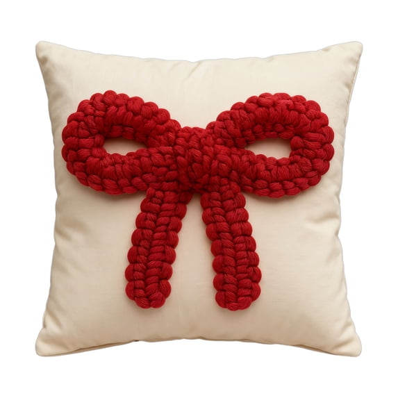 Bwiyojiz Cotton Christmas Pillow Covers 17.7x17.7" Decorative Cases with Soft Fabric Hidden Zipper for Home Decor, Gifts for Family, Red