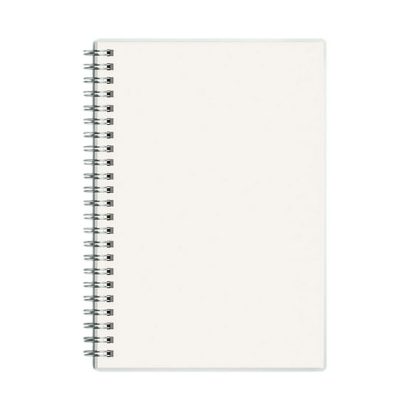 Bwiyojiz Decor Accessories A5 Notebook Spiraled Graph Grids Paper Ruled Blank Journal 80 Pages for Work Writing Thick Flexible Plastic Cover, Gifts for Her, White
