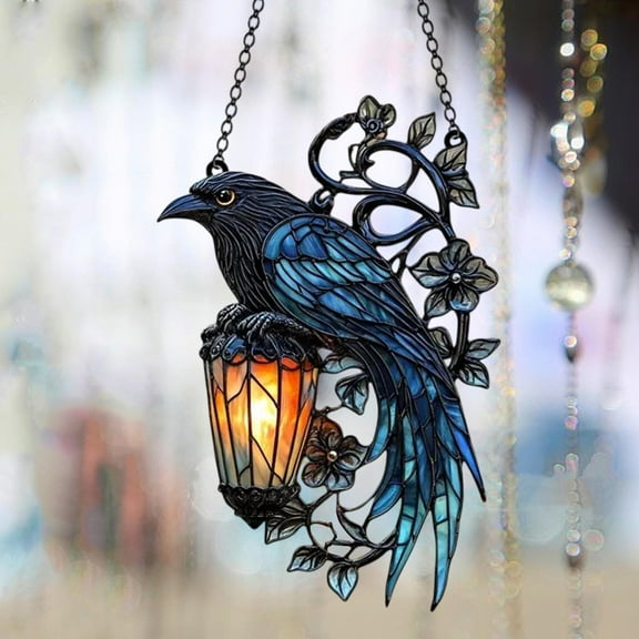 Bwiyojiz Decor Accessories Gothic Hanging Ornament Catch The Sun Crow on Decoration 2D, Gifts for Sister