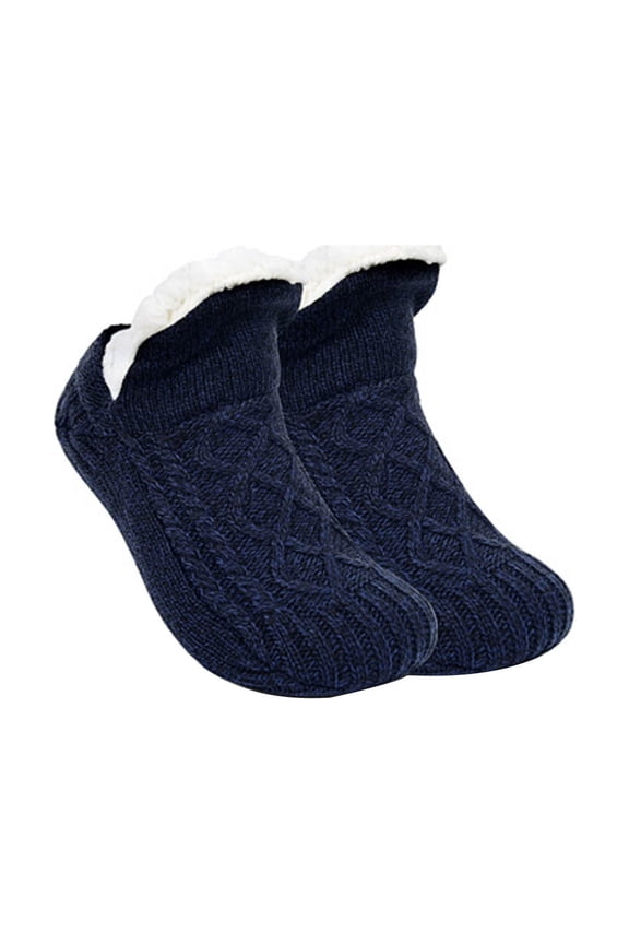 Decor Accessories knitting cotton Women's Winter Soft Warm Fuzzy Fleece-Lined with Grippers Slipper Socks, Gifts for Sister, Black